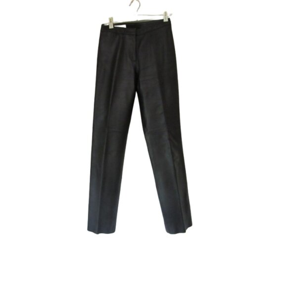Brooks Brothers Black Super Soft Lamb Leather Mid Rise Pants Size 4 - Picture 1 of 6
